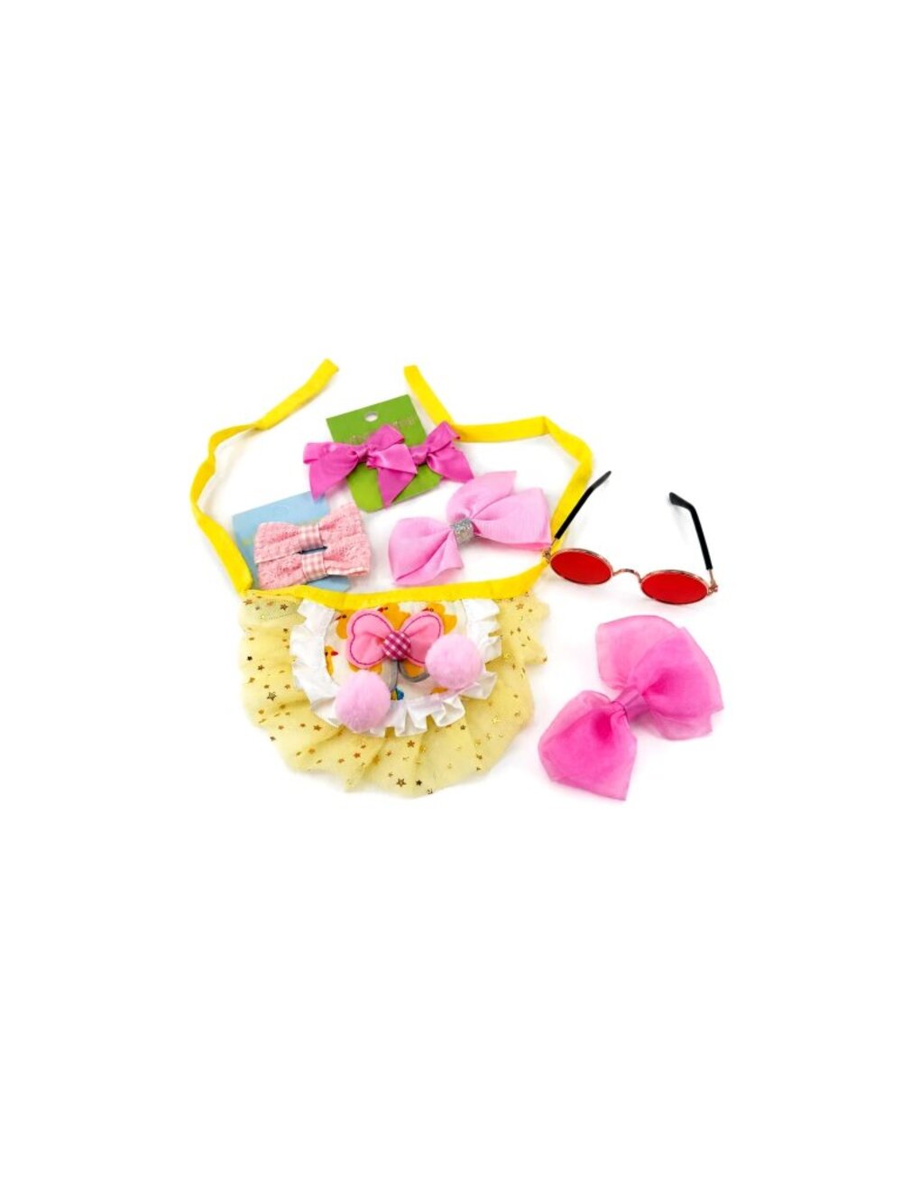 Princess Pup Dog Tutu Gift Set XS | Pink & Yellow Tutus, Sunglasses & Bows